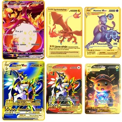 Pokemon Card 10000 Arceus Pikachu Charizard Vmax Gx Gold Pocket Monster English iron Metal Letters Kids Gift Collection Cards