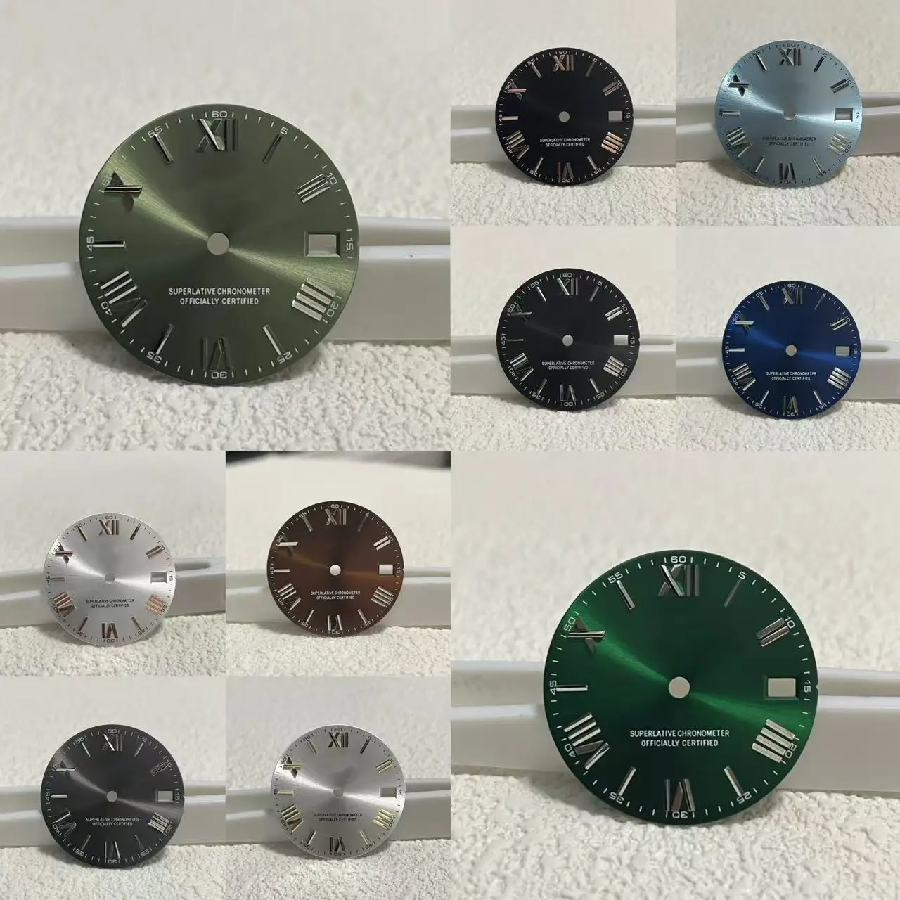 28.5mm NH35 S Logo Dial Rose Gold Chocolate Roman Dial For NH35 Movement 60 Digit Scale Roman Date_Just S Dial NH35 WatchMods