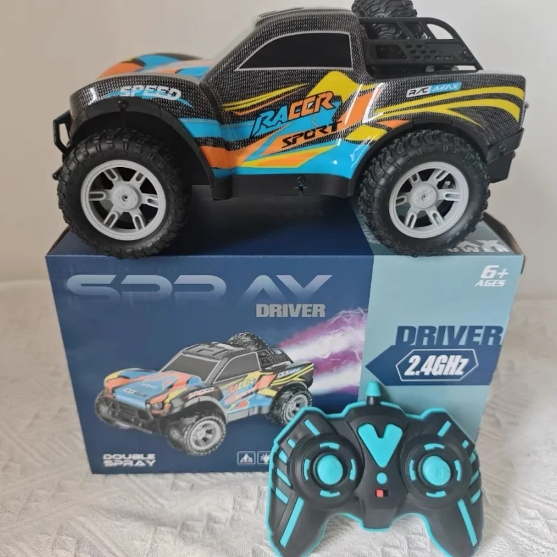 Remote Control Car Spray Pickup Four Wheel Drive Off Road Racing Car Drift Dynamic Music Children Toys Birthday Gift Decorations