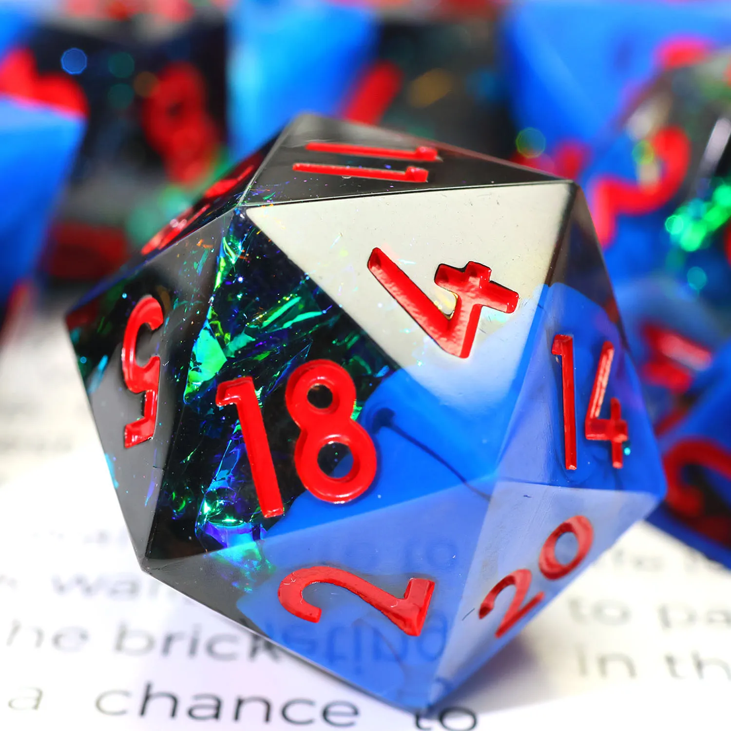 

Потрясающий набор кубиков DND из синей смешанной с черным смолой смесовой смолы, многогранные RPG-кубики для настольных ролевых игр Dungeons and Dragons - N47