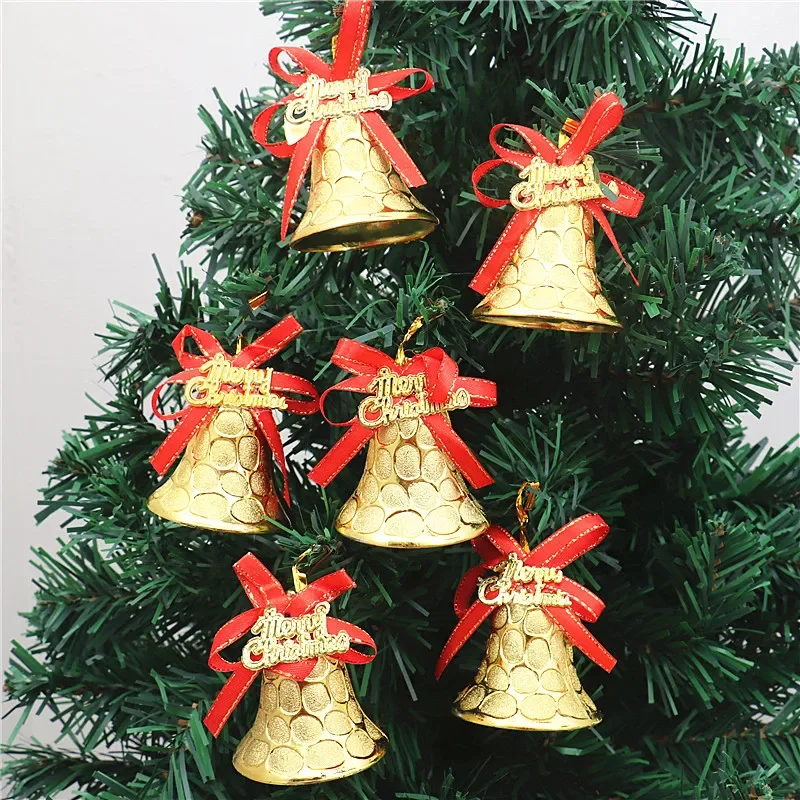 Christmas decorations, golden bell pendants, 6 packs, 5cm window decoration