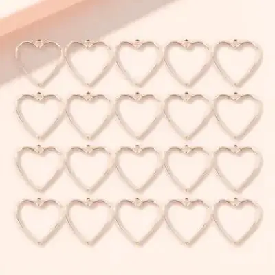 

20 Pcs Heart Pendant Accessories Necklaces Jewelry Charms Tailgate Crafting Mold Alloy for Women Hollow Making Dripping