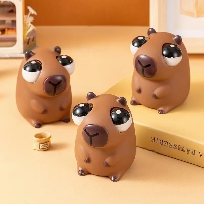 Pop Out Eyes Capybara Squishy Toy Stress Relief Squeeze Fidget Toy Funny Squish Sensory Toys Cute Prank Anti-Stress Toy Gift