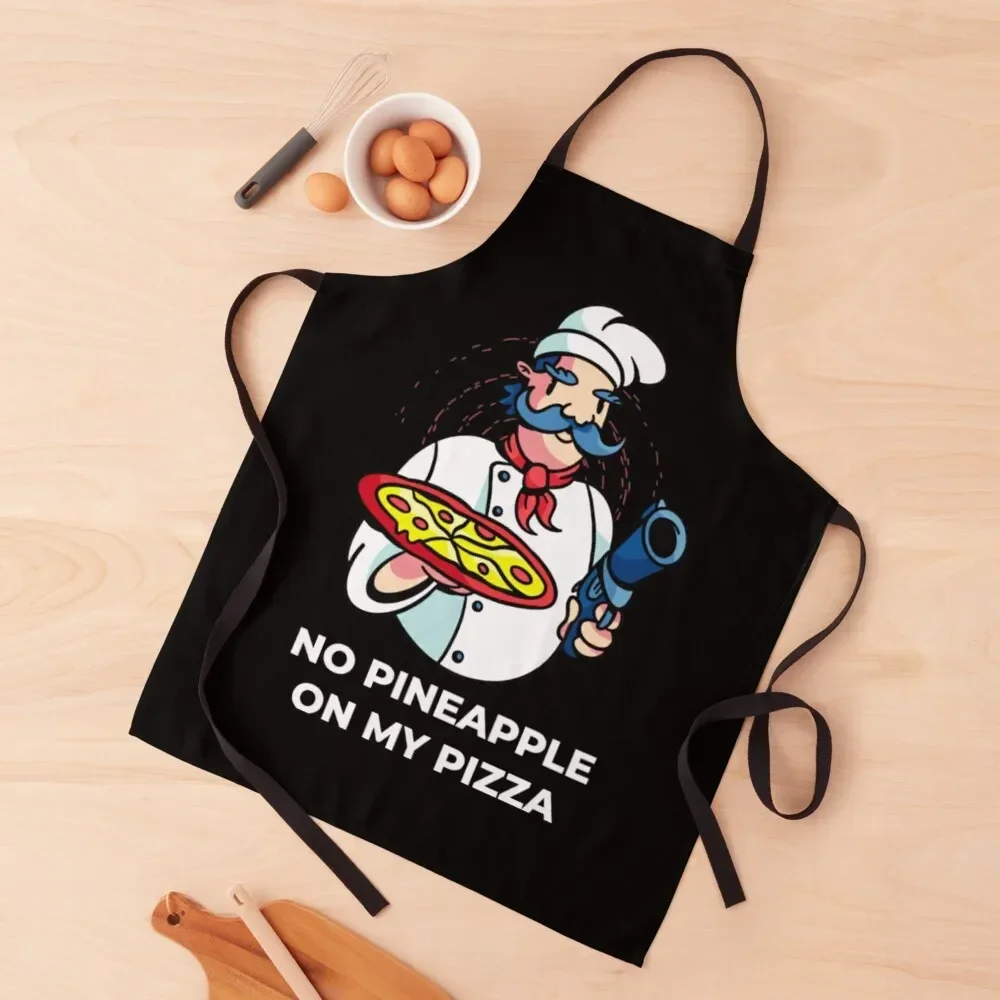 

No Pineapple On My Pizza - Chef with Gun Apron Manicurists Barber Apron