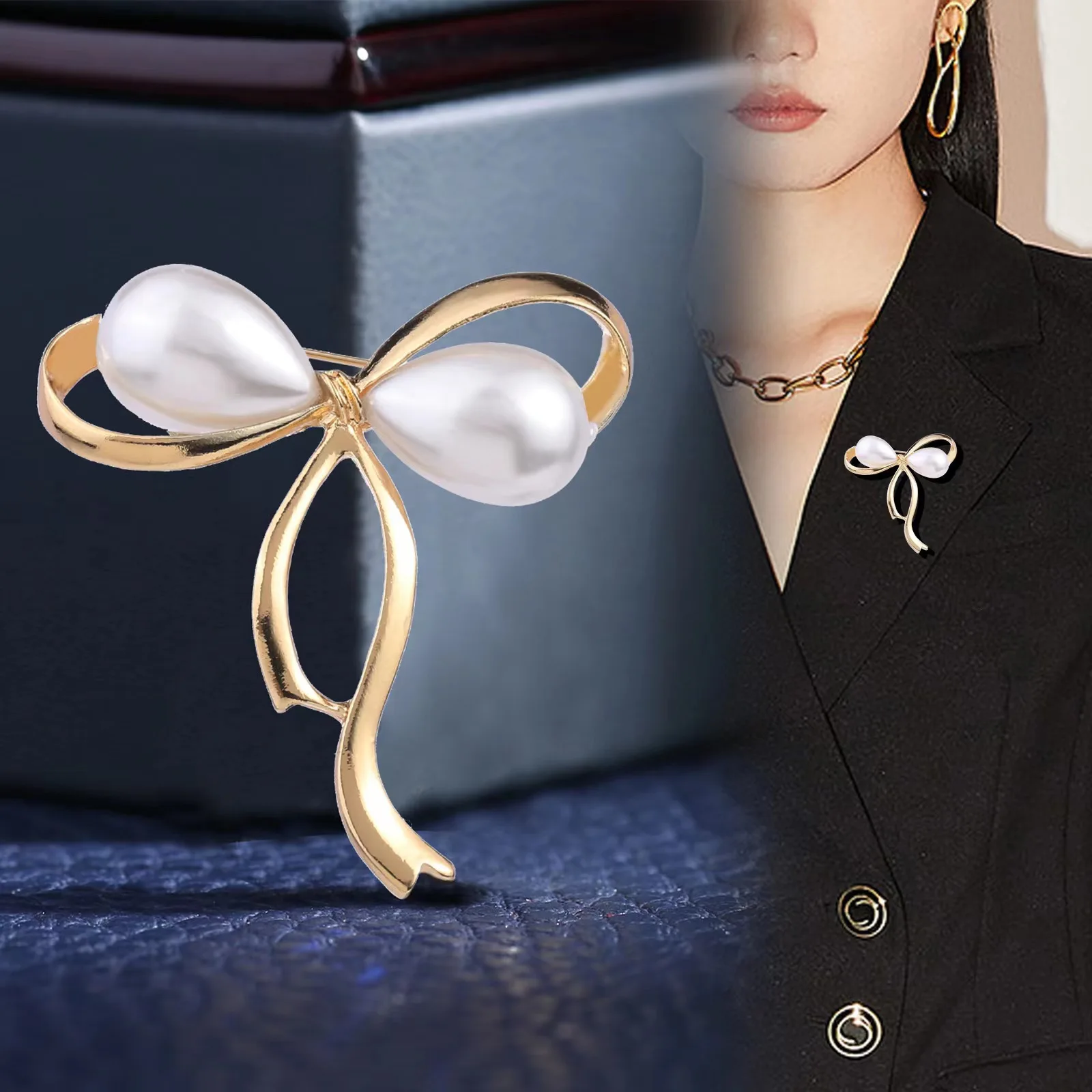 2026 New Women Bowknot Brooch Anti‑Exposure Lapel Pin Niche‑Design Alloy Buckle Versatile Sweater Suit Collar Clothing Accessories Wholesale