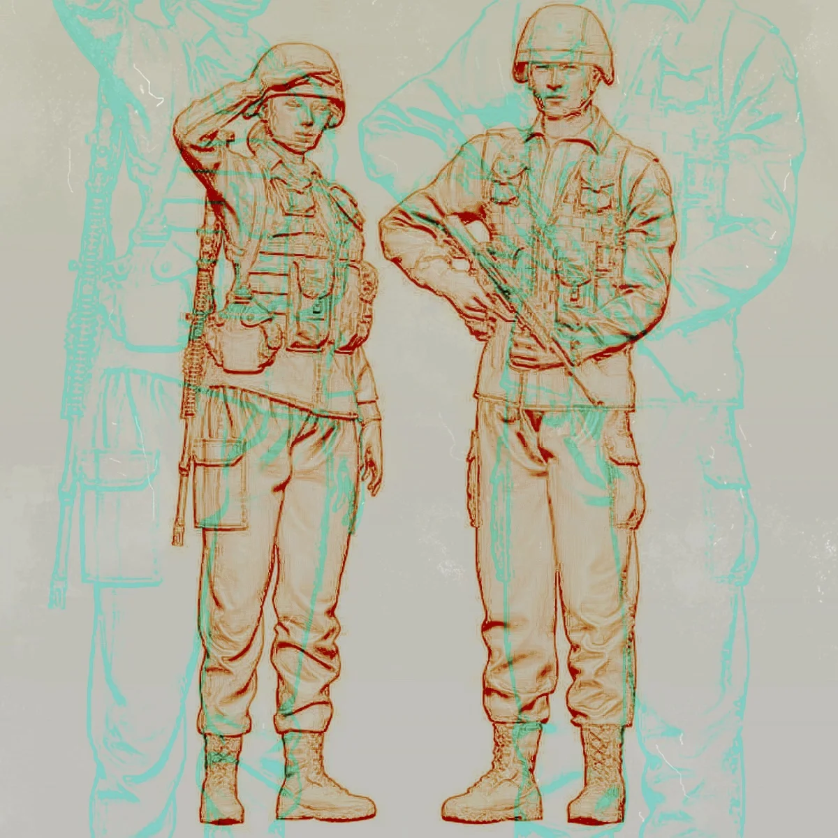

1/35 resin unpainted model kit, military theme, modern Korean Army male and female infantry unassembled and unpainted GK, 1451R