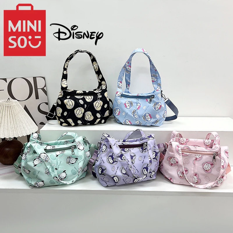 MINISO Disney kreskówka słodka torebka Kuromi codzienna torba na ramię nadrukowana moda torba Crossbody o dużej pojemności