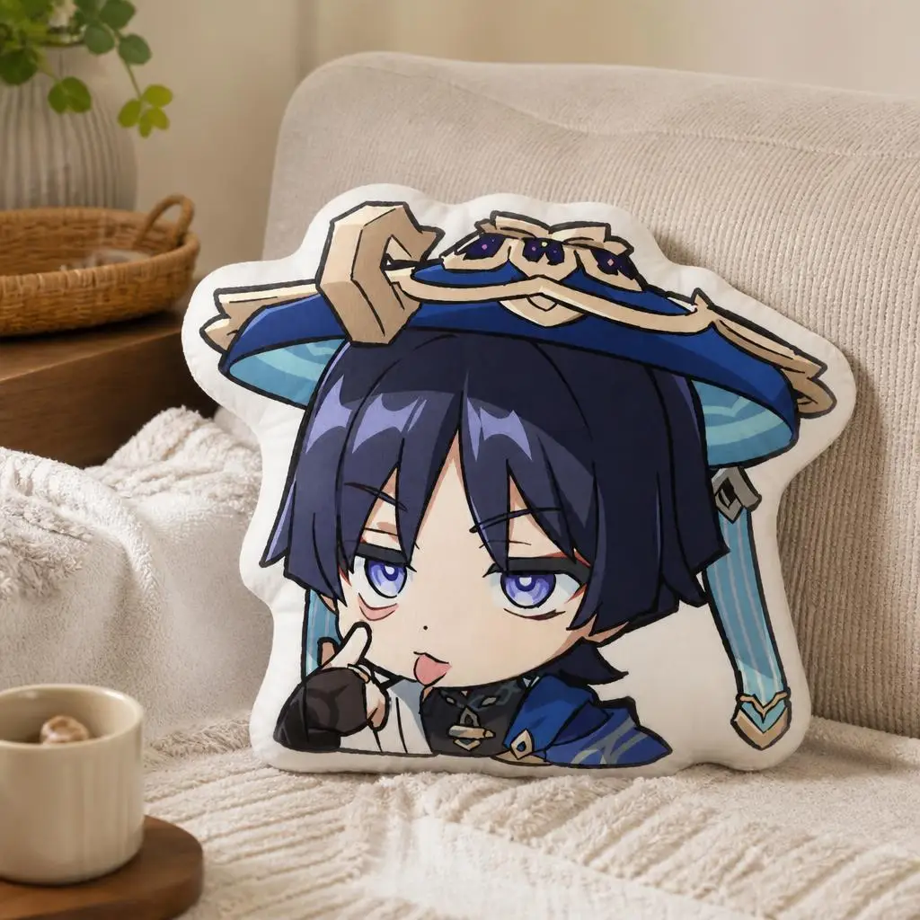 Wanderer Scaramouche Genshins Impacts Game Plush Pillow Cushion Irregular Stuffed Throw Pillow Home Decor Gift Sofa Bed Couch