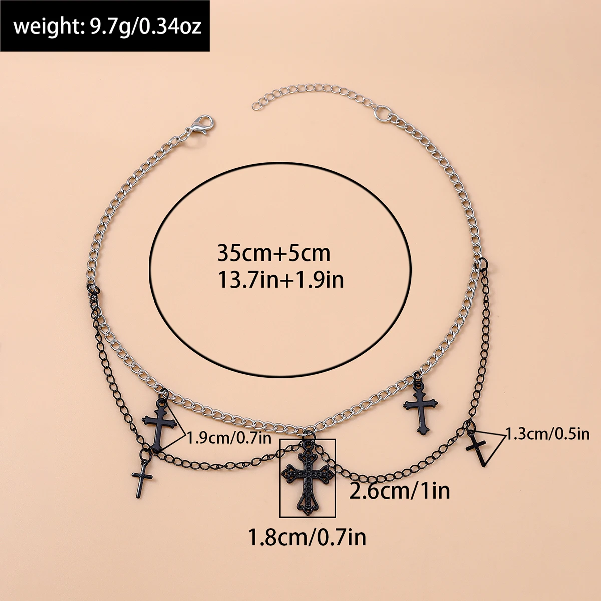 Gothic Black Cross Necklace for Women Men Metal Punk Choker Necklaces Handmade Party Jewelry Accessories