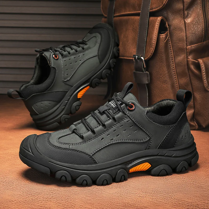 

Winter Men Outdoor Hiking Shoes with Low Cut Anti Slip Sole Ankle Support Hiking Ankle Boots Durable Work Boots Sports Shoes