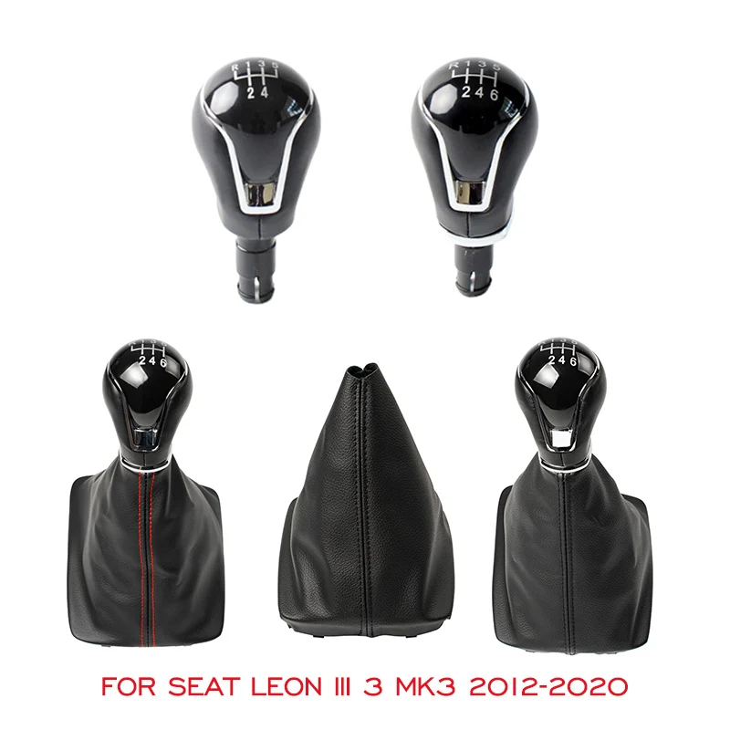 

5/6 Speed Gear Shift Knob Head Lever Stick Pen Gaiter Boot Cover Case For Seat Leon III 3 MK3 2012-2020 Car Styling Accessories