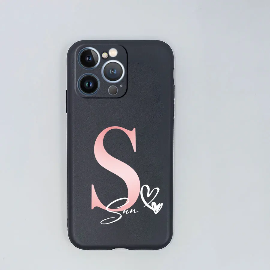 حافظة اسم شخصية لهاتف Xiaomi Mi 17 15 14 T 15T 14T 13 Redmi Note 14 13 12 Pro Plus 4G 5G غطاء سيليكون أسود مخصص الحب