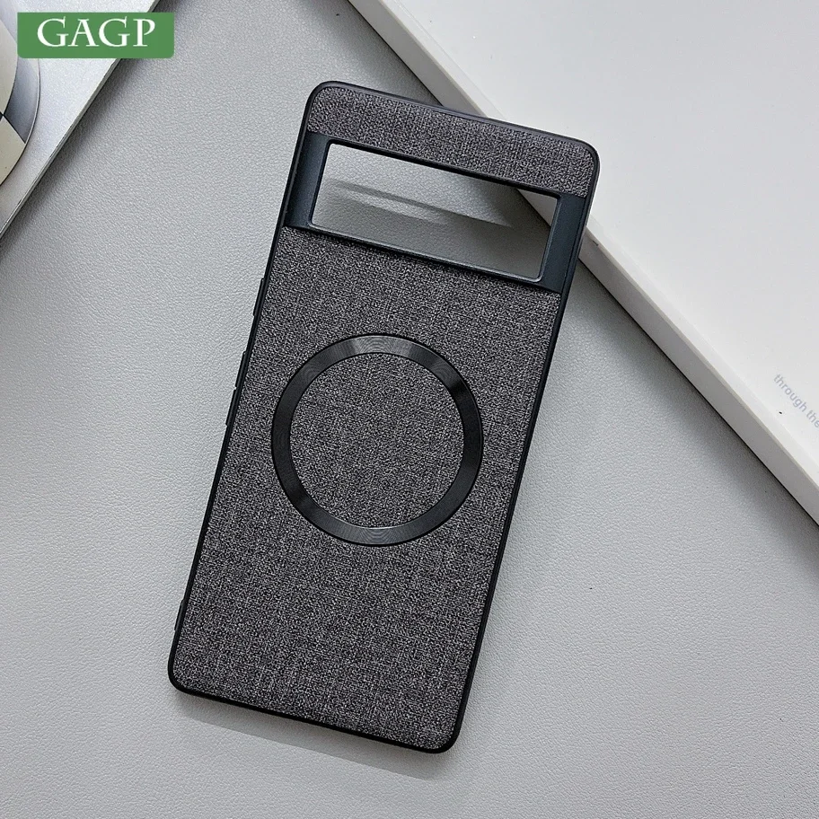 Luxury Linen Fabric Cloth Case for Google Pixel 9 7 8 6 Pro Magsafe Magnetic Wireless Charging PC Cover for Google 8A 7A 6A 5A