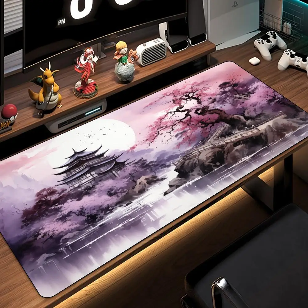 핑크 풍경 시리즈 마우스 패드 벚꽃 데스크 매트 게임 매트 고무 미끄럼 방지 베이스 PC 액세서리 키패드 확장형 마우스패드