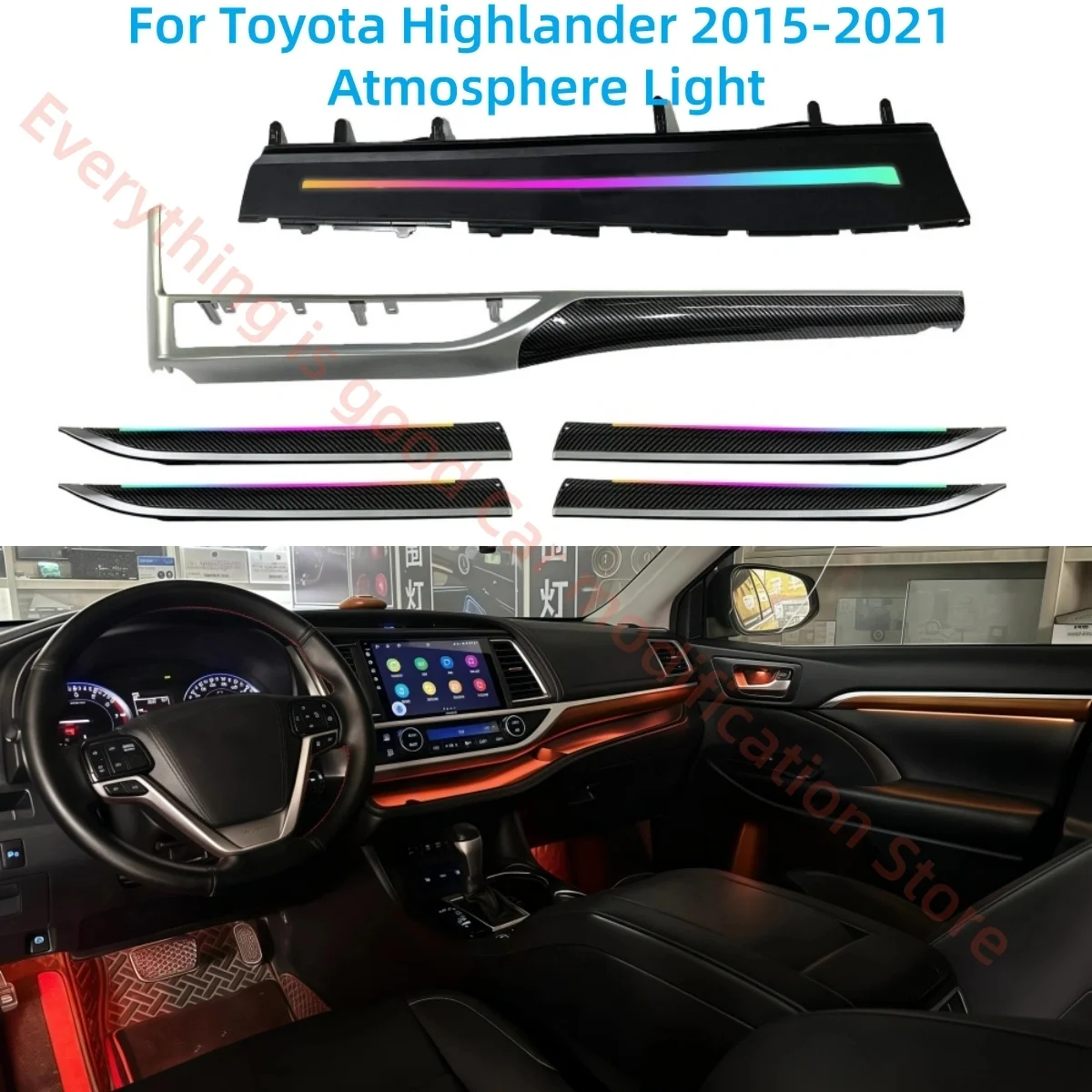 For Toyota Highlander 2015+ Atmosphere lamp automotive interior lighting upgrade Car accessories Footlight center control light