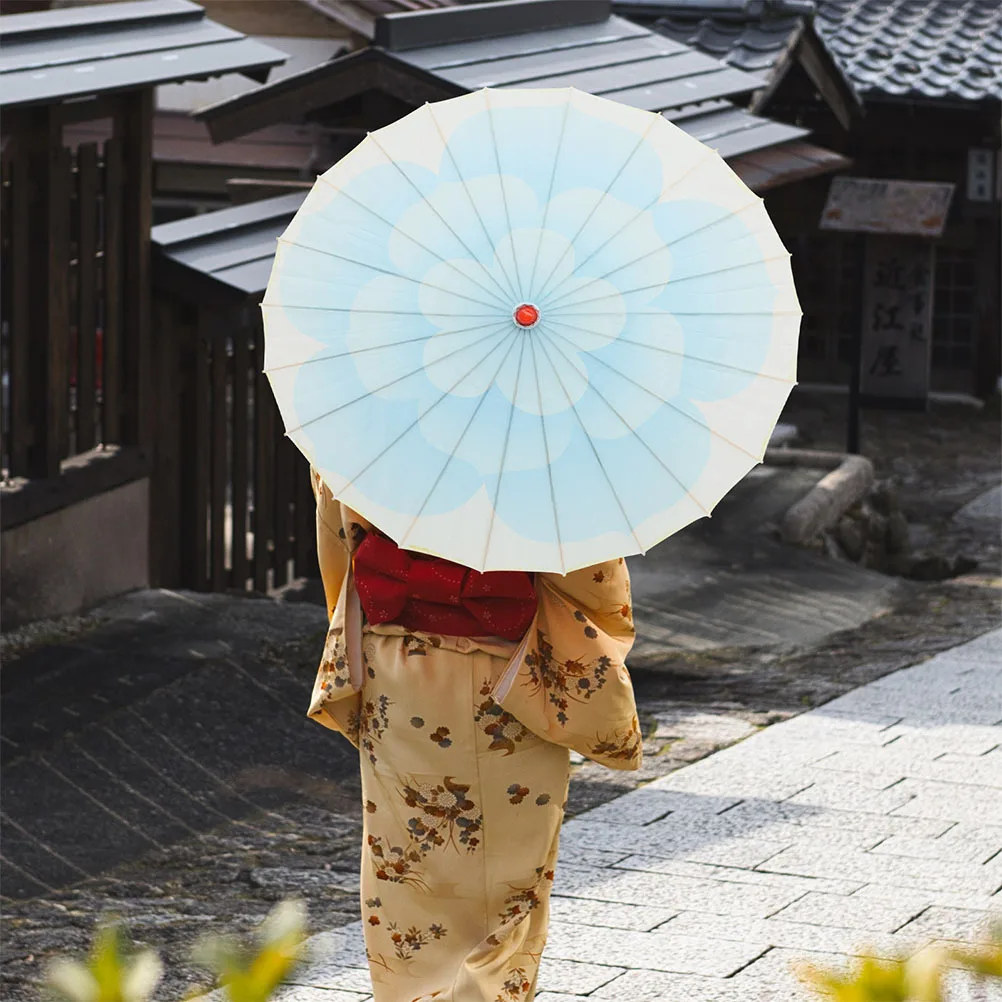 

2Pcs Handcrafted Peony Flower Umbrella Classic Chinese Design Bamboo Cloth Parasol Vintage Stage Performance Decor