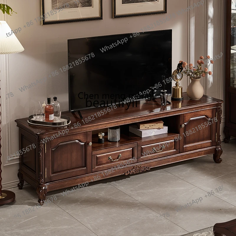 X American Style TV Cabinet Solid Wood TV Stand Coffee Table Set Rustic Vintage Living Room