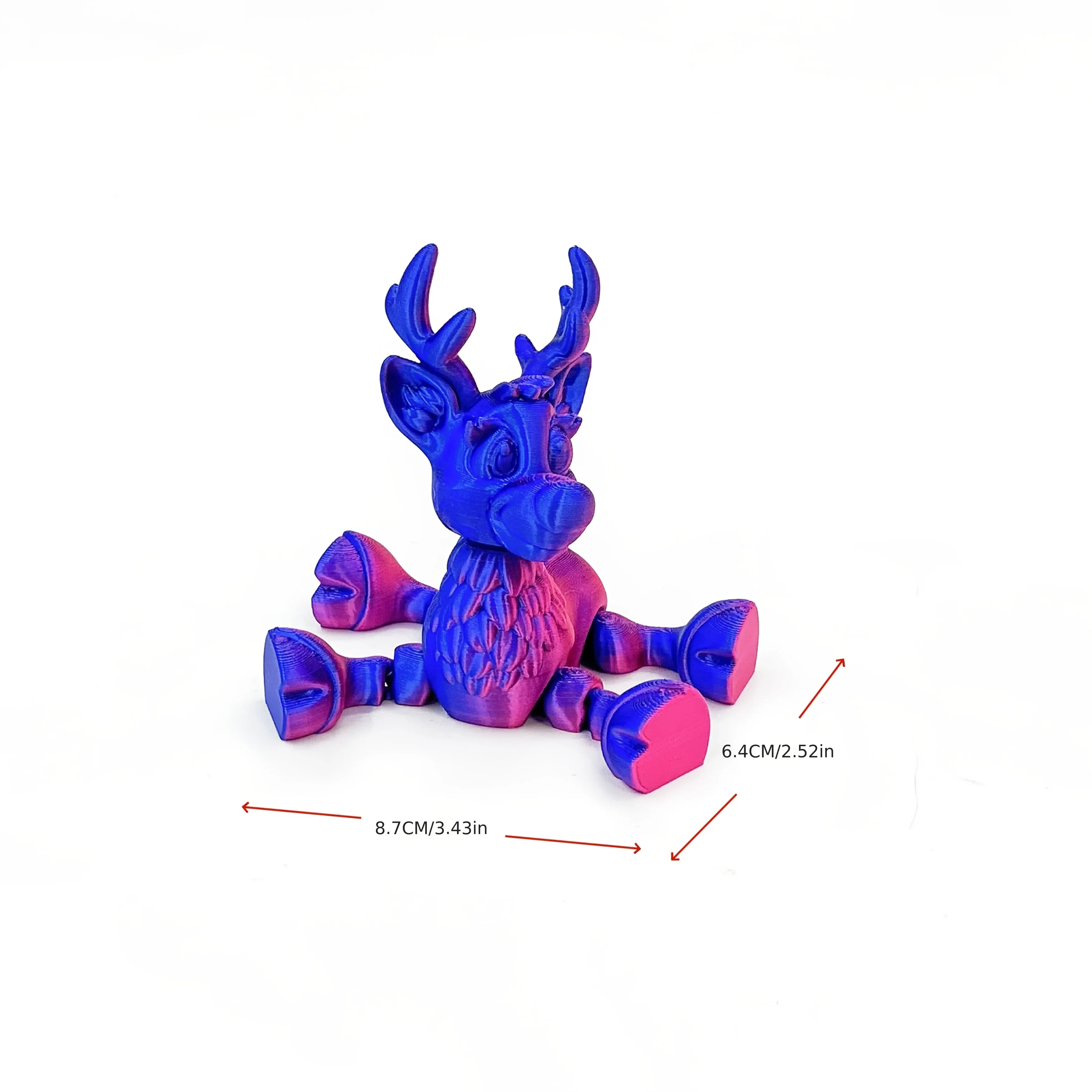 3D printed Christmas reindeer, cute multi-color gradient reindeer desktop ornament