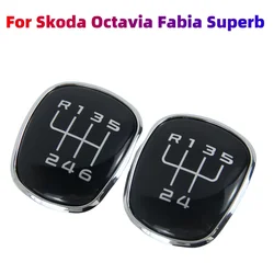 Black 5/6 Speed Number Cap Gear Shift Knob Top Emblem For Skoda Octavia A6 A7 A5 A6 A7 Fabia 2 MK2 Combi Superb Cars Accessories
