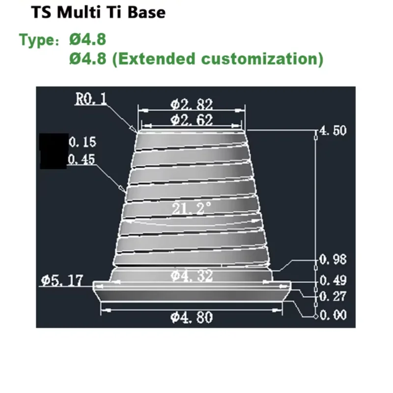 Dentistry Accessories OSSTEM Hiossen Multi Unit MUA Ti-Base CAD/CAM Grade 5 Titanium Abutment High Precision Implant OEM
