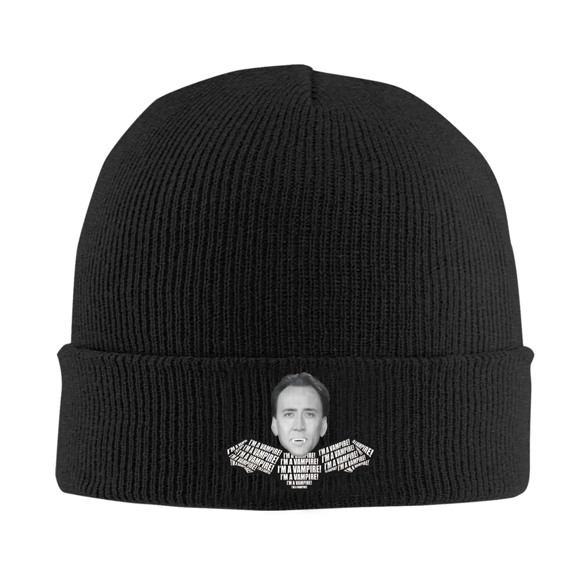 Nicolas Cage Bat Knit Hat Beanie Autumn Winter Hats Warm Unisex  Fashion I'M A Vampire Vintage Cap Men Women Gift,