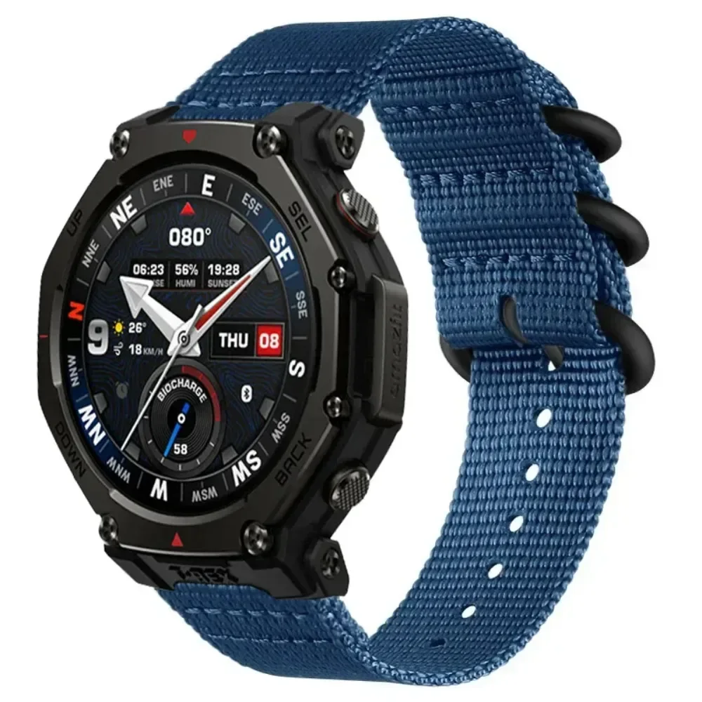 22mm Three-ring Buckle Nylon Strap For Amazfit T-Rex3 Pro 48mm Bracelet Watchband For Amazfit Helio/Bip Max/6/Balance 3-2 Correa