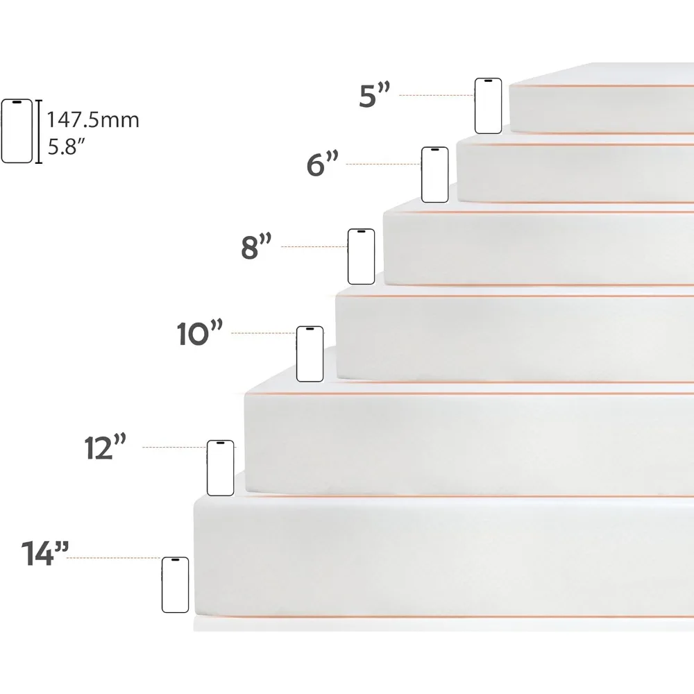 مرتبة إسفنجية ميموري فوم من جل التبريد بحجم مزدوج مع غطاء لتخفيف الضغط ونوم مريح ومتوسط الصلابة