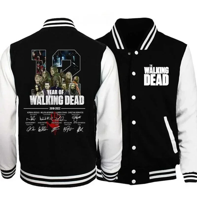 2024 New Fashion The Walking Dead  2010-2022 Thanks Memories Baseball Jacket Men's and Women's Classic Button Baseball Jacket