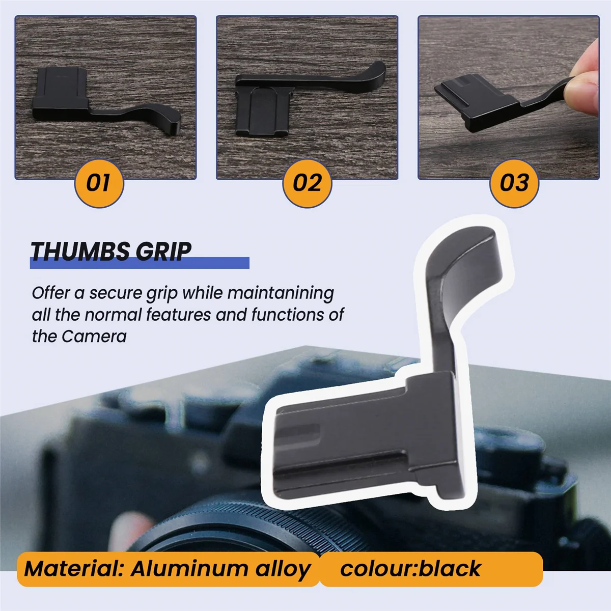 SMIEA Metal Hot Shoe Cover Thumb Grip for Fujifilm Fuji X100F X100T X70 X-E3 X-A1 X-A2 X-A3 X-A5 X-M1 XA3 XE3 Black