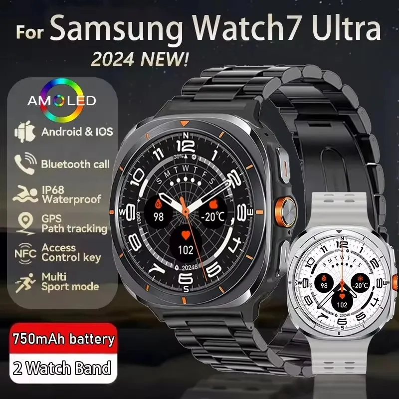 Nadaje się do Samsung Galaxy Watch 7 Ultra New NFC inteligentny zegarek męski 1,43 cala AMOLED Bluetooth wodoodporny sportowy inteligentny zegarek