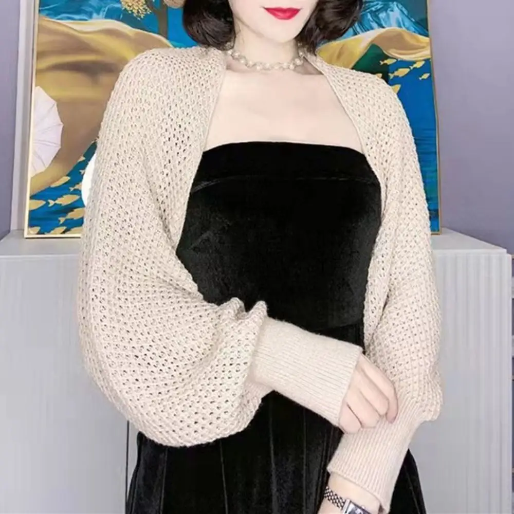 Trend Hollow Ice Silk Shawl Simple Elegant Thin Outerwear Coat Luxury Long Sleeve Smock Top