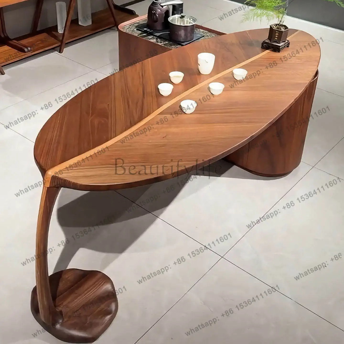 

Ash wood tea table Solid wood North American black walnut living room Hotel office tea table