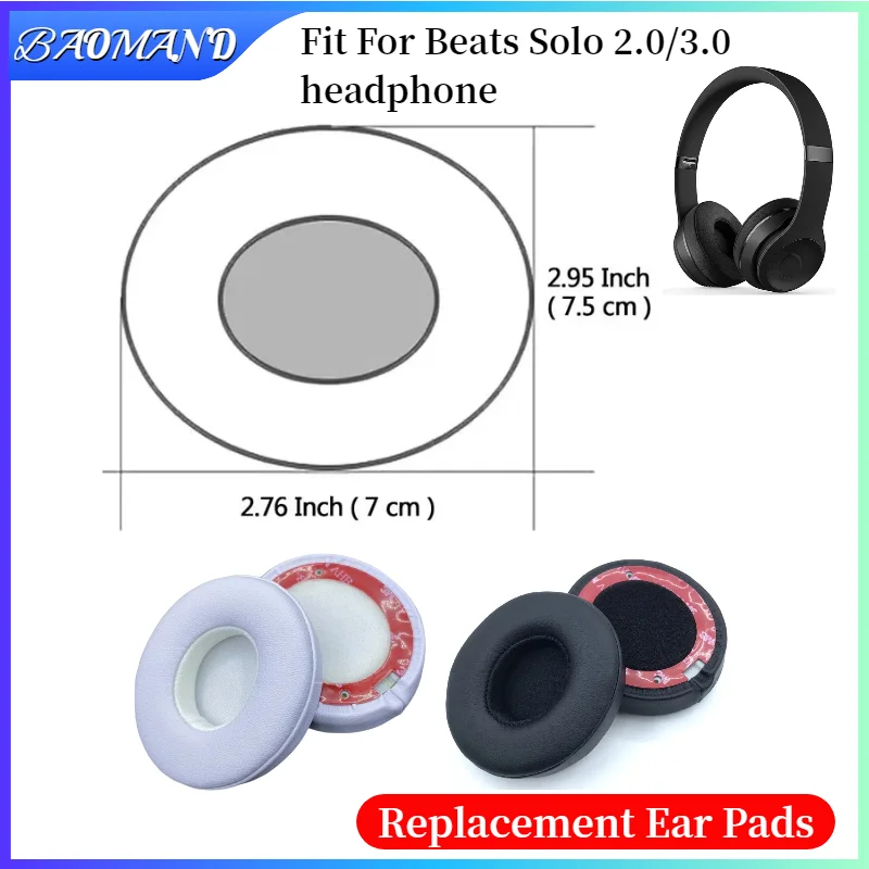 

Ear Pads For Beats Solo 2.0/3.0 Wireless Headphones Replacement Soft Foam Cushion Sponge Pad Leather Earmuffs