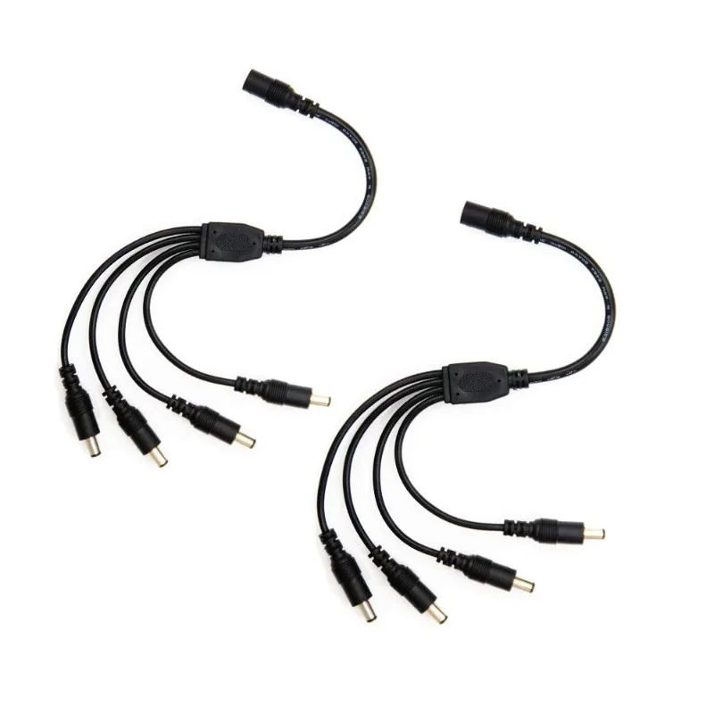 

2 Pack Black 1 Female To 4 Male 5.5mm X 2.1mm CCTV DC Power Supply Splitter Cable