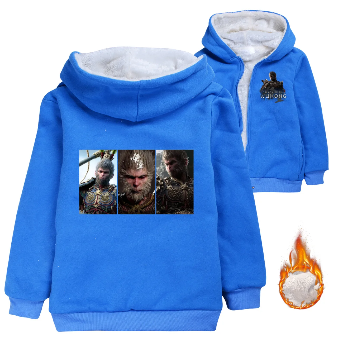 Fashion New Black Myth Wukong Game Jacket Coat Children's Clothing Anime Hooded Sweater Winter Warm Outerwe 100-160cm