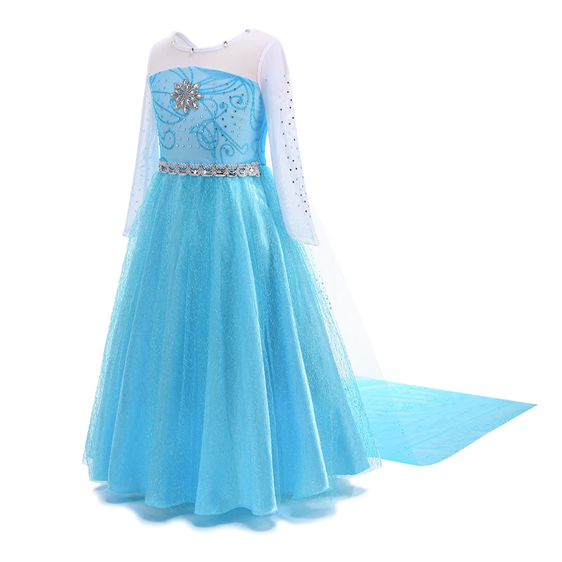 Girls Elsa Princess Dress Halloween Carnival Cosplay Fancy Snow Queen Themed Costume for Kids 2-10Y Birthday Party Clothes