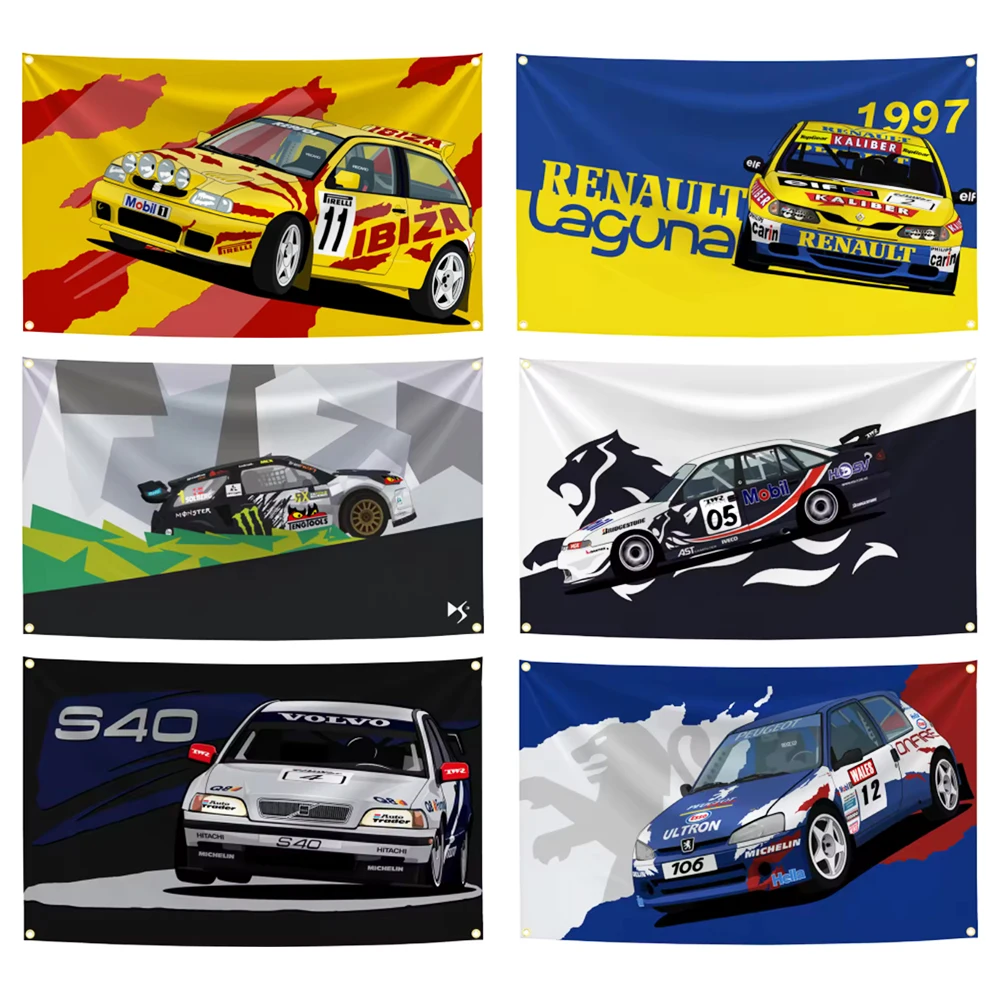 Classic Retro WRC Rally Championship Racing Car Flag 90x150cm Polyester Digital Printing Banner for Garage Decoration Tapestry