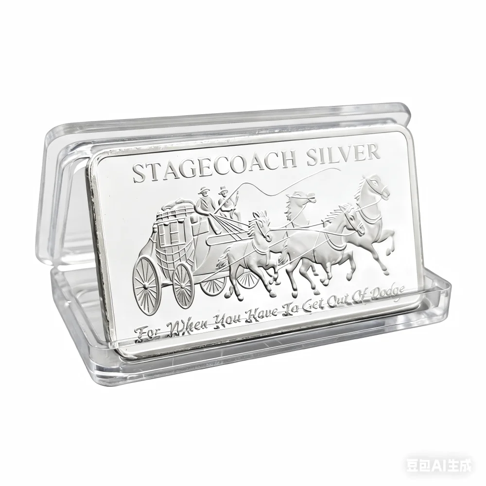 Canadian Commemorative Silver Bar Square Silver Plated Horse-Drawn Carriage Medal Metal Craft Collectible Coin