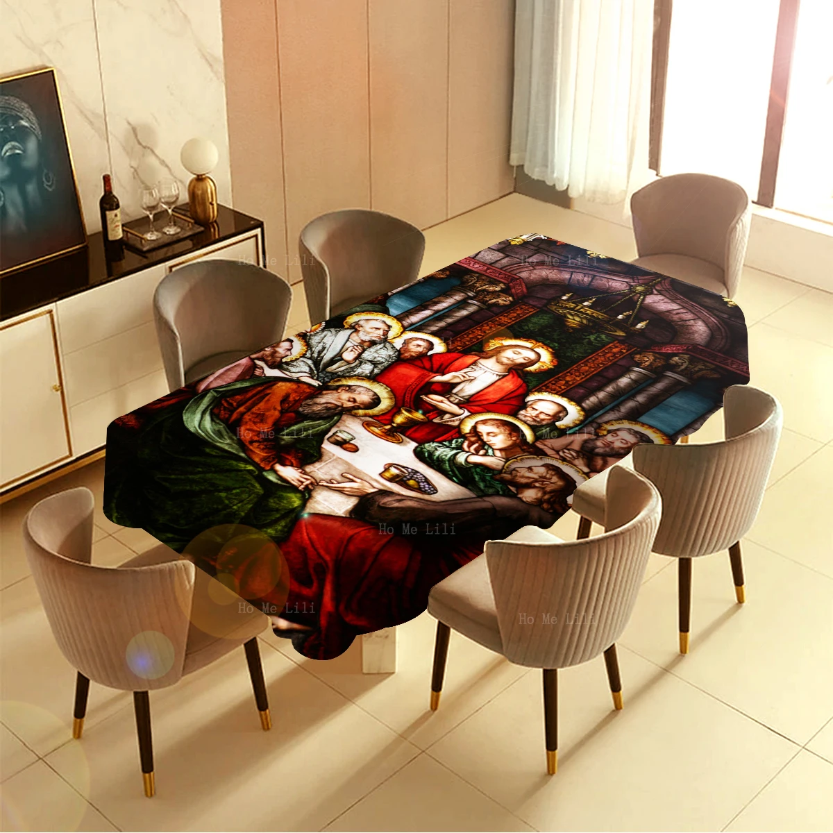 Medieval Bible The Last Supper Christian Divine Belief Religion Tablecloth Dust Proof Wrinkle Resistant By Ho Me Lili Table Deco