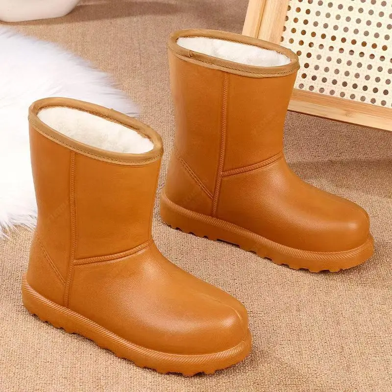 New Winter Warm Outdoor Waterproof Snow Boots for Women EVA Integrated Kitchen Water Boots Wear-resistant Plus Velvet Rain Shoes