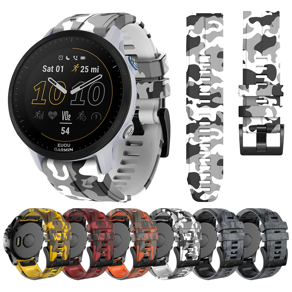 QuickFit Watch Band For Garmin Forerunner 955 Solar 945 LTE 745 935 Camouflage Print Silicone Strap Bracelet Replace Accessories
