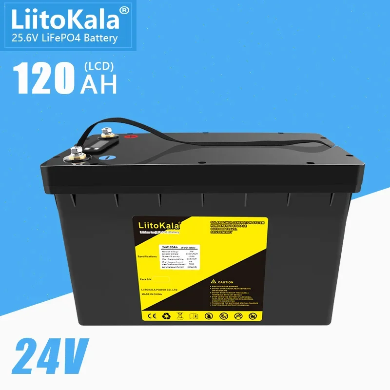 LiitoKala 24V100Ah/120Ah LiFePO4 Battery Solar Golf Car for Forklift waterproof battery pack for inverter,solar system