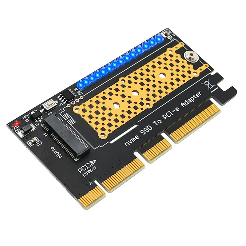 Top-M.2 SSD Nvme Heat Sink Nvme Pcie M.2 NGFF SSD To PCIE X4 X8 X16 Adapter With Marquee LED Heat Sink For Desktop PC