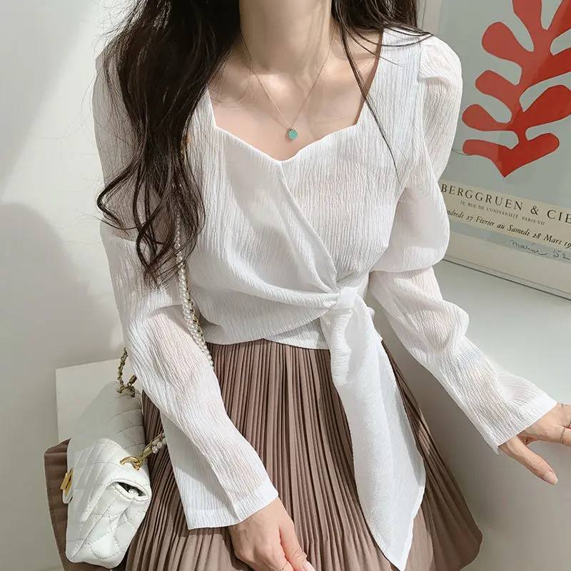 Summer Shirts for Women Youth Beautiful Korean Asymmetrical Casual Top Fashion Vintage Loose Blouse Woman New Collection 2024