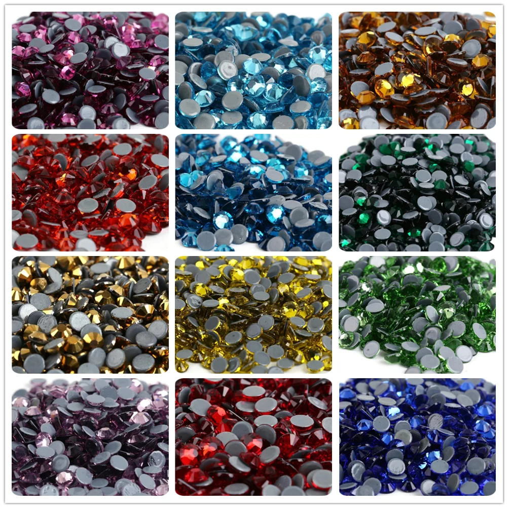 43 Color ss3 ss4 ss5 ss6 ss8 Hot Fix Rhinestone Crystal Super Glitter Strass Iron On Rhinestones For Fabric Garment