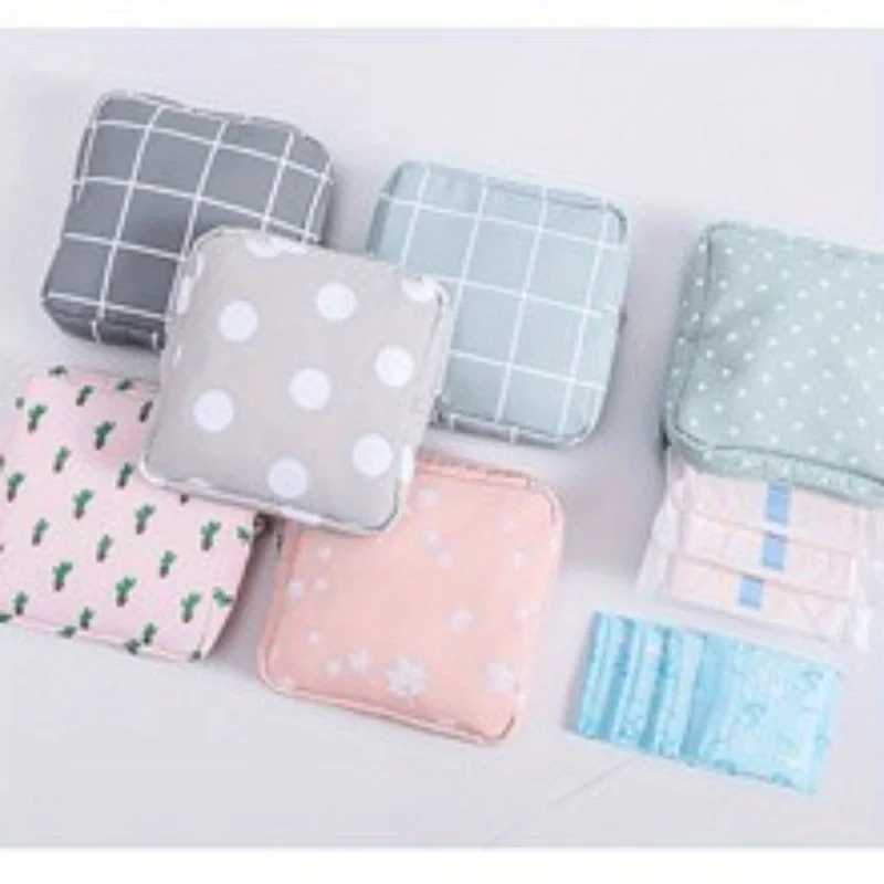 

Women Portable Sanitary Napkin Storage Bag Cotton Travel Makeup Storage Bag Literary Zipper Coin Purse Storage bag