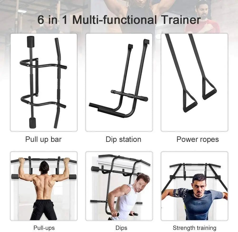 قضيب سحب للمدخل متعدد الوظائف لتدريبات القوة المنزلية وأشرطة التعليق #5