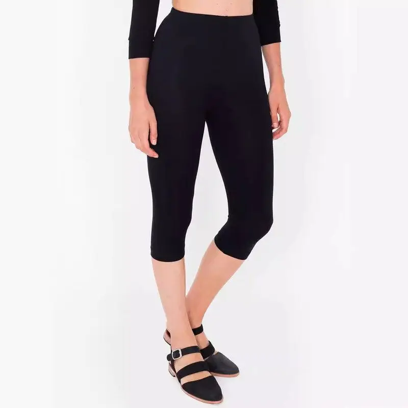Elastic Multicolor Seven-Five Base Layer Pants Thin Female Small Foot Short Pants Seven-Five Pants City Walk Polyester Fiber