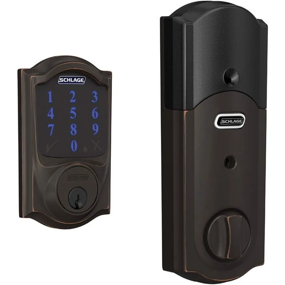 BE469NX Camelot Electronic Touchscreen Deadbolt C Keyway with 12344 Latch 10116 Strike Bright Brass Finish