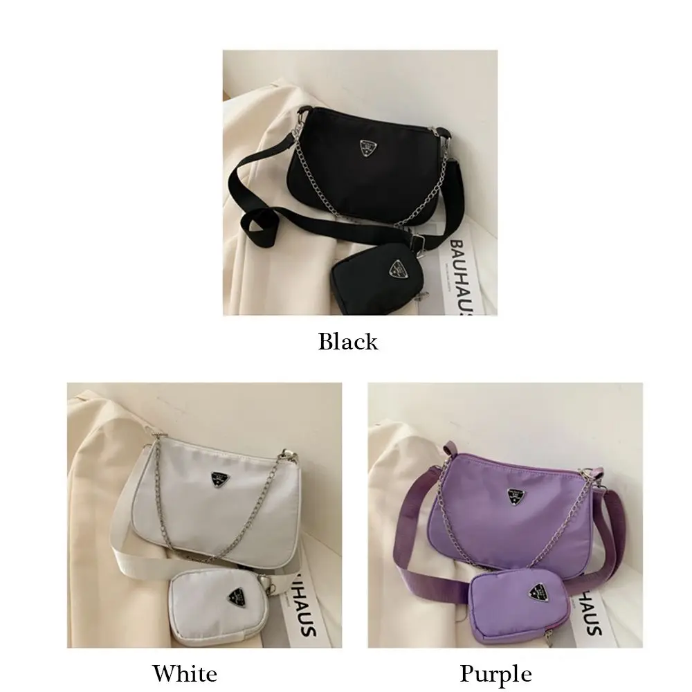 Fashion Simple 2in1 Sling Bag Handbag Set Woman Trendy Crossbody Bags Solid Color Shoulder Handbags For Travel Shopping